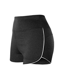 BMJL Women's Running Shorts Elastic High Waisted Shorts Pocket Sporty Workout Shorts Quick Dry Athletic Shorts Pants