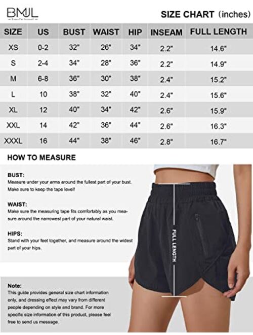 BMJL Women's Running Shorts Elastic High Waisted Shorts Pocket Sporty Workout Shorts Quick Dry Athletic Shorts Pants