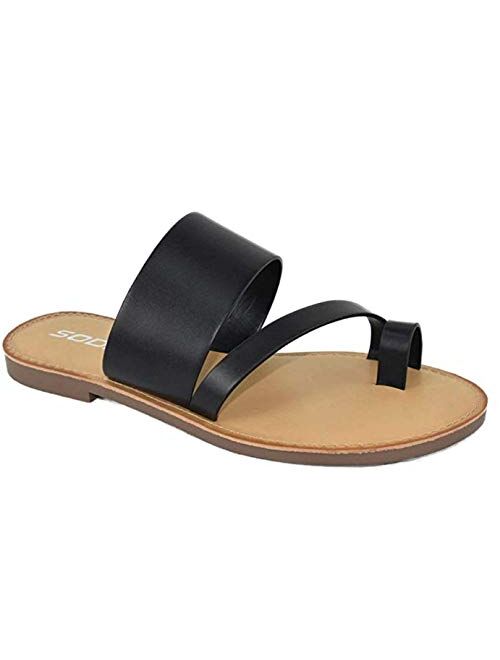 Soda Joan Womens Open Toe Slip On Flip Flop Sandals