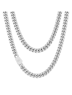 KRKC&CO KEEP REAL KEEP CHAMPION KRKC&CO 8mm/10mm Miami Cuban Link Chain, 18k Gold/White Gold Chain for Men, Mens Necklace, Durable and Anti-Tarnish, Everlasting Shine Cub