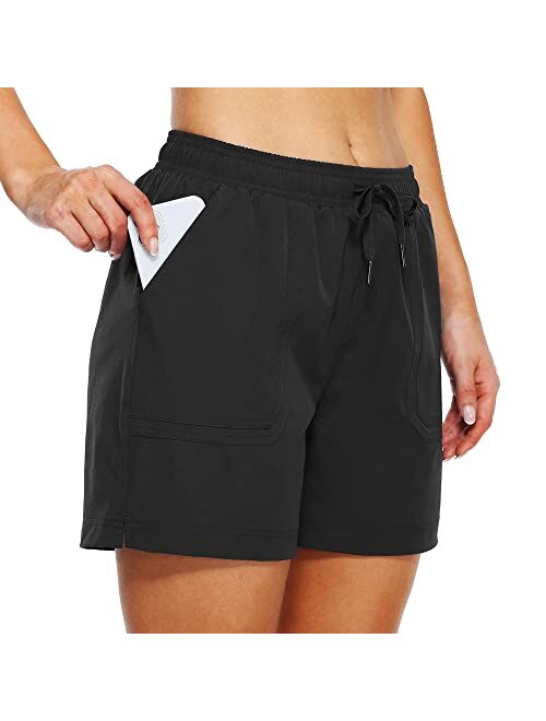 Willit Women's 5" Hiking Shorts Golf Athletic Outdoor Shorts Quick Dry Workout Summer Water Shorts with Pockets