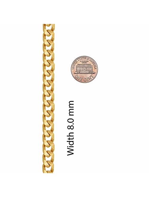 LIFETIME JEWELRY 8mm Cuban Curb Link Chain Necklaces for Women & Men 24k Gold Plated