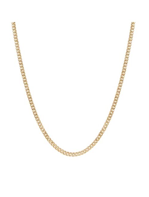 Nautica Men's Chain Gold Tone Miami Cuban Flat Link Curb Chain Necklace for Women 4mm, 6mm, 8mm, 10mm