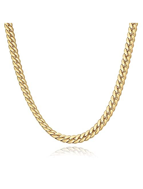 Luxsep 8mm Silver and 18K Gold Plated Thick Stainless Steel Cuban Chain 20 22 Father's Day Gift