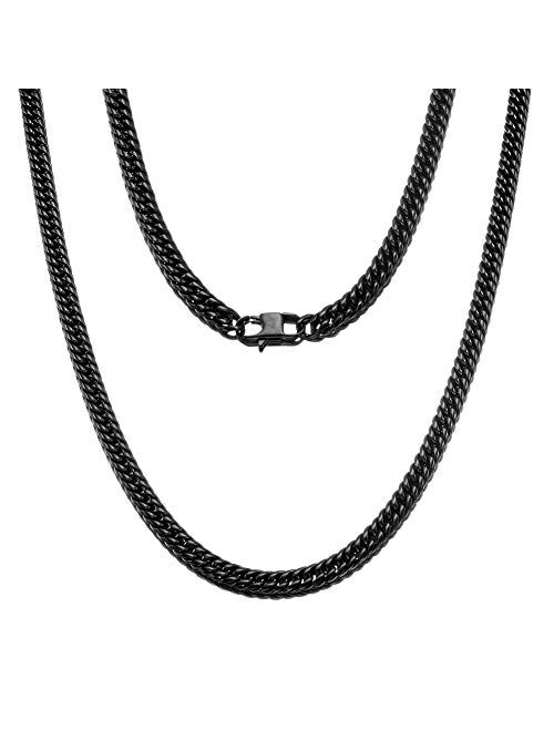 Jewelry Kingdom 1 Black Cuban Necklace for Men and Women 8MM 13MM 16MM Stainless Steel Miami Curb Link Chain Choker 18 to 30inch