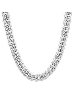 KRKC&CO KEEP REAL KEEP CHAMPION KRKC&CO 8/12mm Cuban Link Curb Chain, 18K Gold/White Gold Chain for Men, 6-Side Cut Double Layer Mens Necklace, Durable and Anti-Tarnish, 