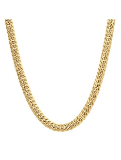 KRKC&CO KEEP REAL KEEP CHAMPION KRKC&CO 8/12mm Cuban Link Curb Chain, 18K Gold/White Gold Chain for Men, 6-Side Cut Double Layer Mens Necklace, Durable and Anti-Tarnish, 