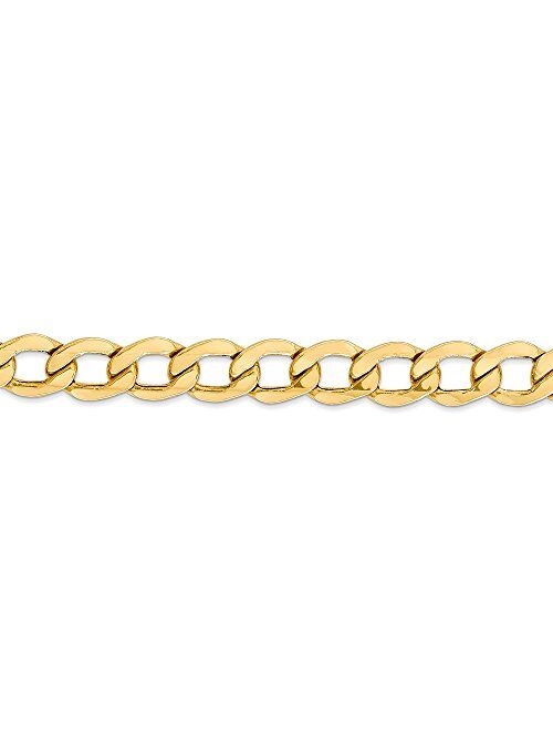 Sonia Jewels 14k Yellow Gold 8.0mm Semi Solid Curb Cuban Link Link Big Large Heavy Thick Chain Necklace - with Secure Lobster Lock Clasp -