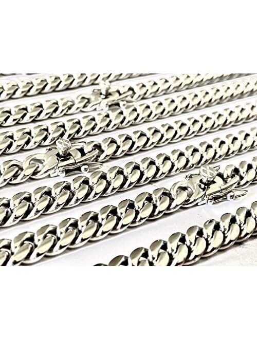 Shop-Igold Miami Cuban Link Chain Box Clasp Stainless Steel 8mm - Men's Jewelry, Mens Necklace, Cuban chains, Silver necklace, Chains for Men, Miami Cuban chains, Silver 