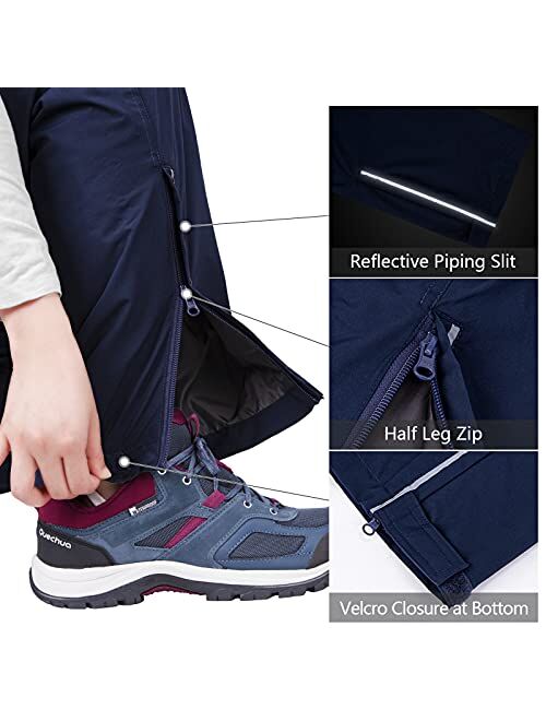 33,000ft Women's Rain Pants, Lightweight Waterproof Rain Over Pants, Windproof Hiking Pants for Outdoor, Fishing, Rainy Day