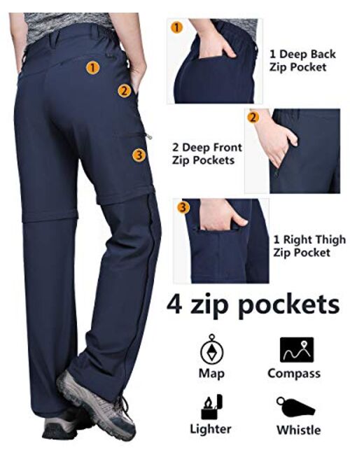 Outdoor Ventures Women's Convertible Pants, Quick Dry Hiking Zip-Off Pants, Stretch Lightweight Cargo Pants