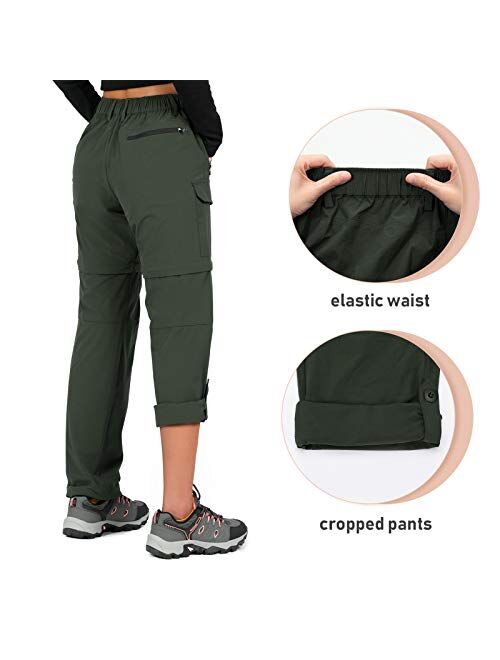 Cycorld Women's-Hiking-Pants-Convertible Quick-Dry-Stretch-Lightweight Zip-Off Outdoor Pants with 5 Deep Pocket