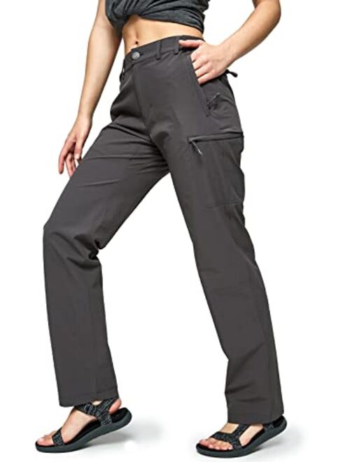 MIER Women's Quick Dry Cargo Pants Lightweight Tactical Hiking Pants with 6 Pockets, Stretchy and Water-Resistant