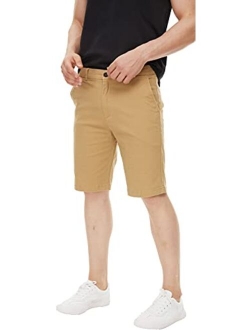 Plaid&Plain Men's Khaki Shorts Slim Fit Chino Shorts 9 inch Inseam