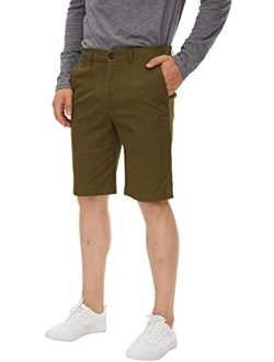 Plaid&Plain Men's Khaki Shorts Slim Fit Chino Shorts 9 inch Inseam