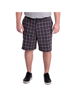 Men's Cool 18 Pro Straight Fit Flat Front Expandable Waist Patterned Short with Big & Tall Sizes