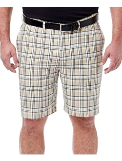 Men's Cool 18 Pro Straight Fit Flat Front Expandable Waist Patterned Short with Big & Tall Sizes