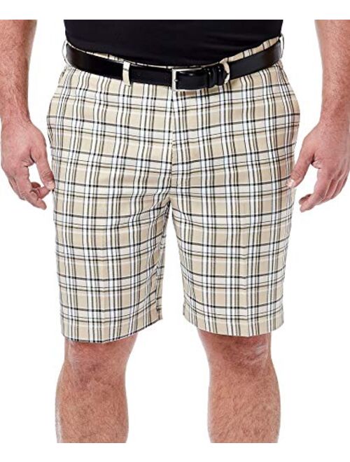 Haggar Men's Cool 18 Pro Straight Fit Flat Front Expandable Waist Patterned Short with Big & Tall Sizes