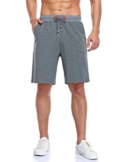 Immerguter Mens Shorts Adjustable Elastic Waist Casual Workout Shorts with Pockets