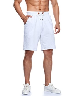 Immerguter Mens Shorts Adjustable Elastic Waist Casual Workout Shorts with Pockets