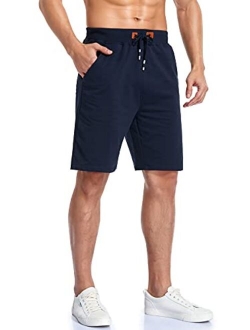 Immerguter Mens Shorts Adjustable Elastic Waist Casual Workout Shorts with Pockets