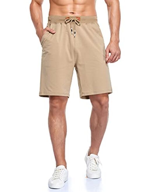 Immerguter Mens Shorts Adjustable Elastic Waist Casual Workout Shorts with Pockets