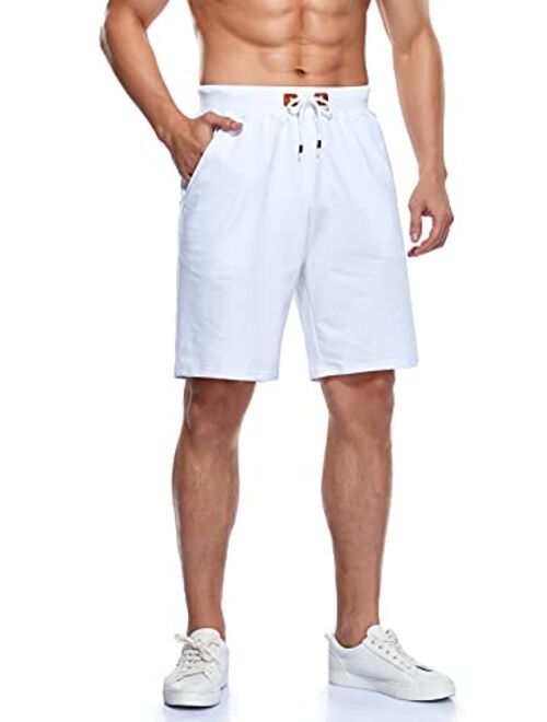 Immerguter Mens Shorts Adjustable Elastic Waist Casual Workout Shorts with Pockets