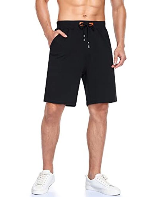 Immerguter Mens Shorts Adjustable Elastic Waist Casual Workout Shorts with Pockets