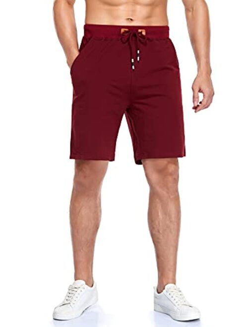 Immerguter Mens Shorts Adjustable Elastic Waist Casual Workout Shorts with Pockets