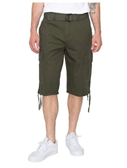 RING OF FIRE Men's Belted Twill Cargo Shorts Two Styles Inseam 9" and 13" Size