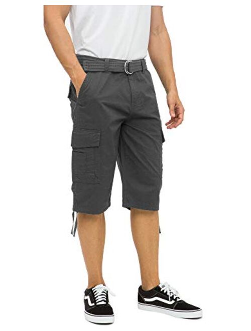 RING OF FIRE Men's Belted Twill Cargo Shorts Two Styles Inseam 9" and 13" Size