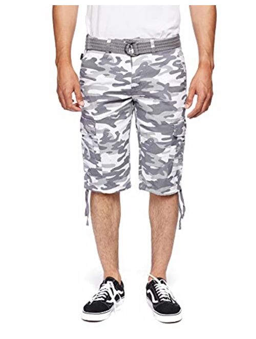 RING OF FIRE Men's Belted Twill Cargo Shorts Two Styles Inseam 9" and 13" Size