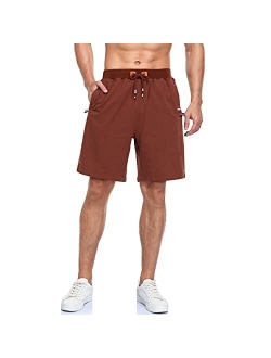 Vocanbomor Men's Casual Flat Front Short with Elastic Waist and Zipper Pockets