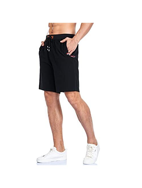 Vocanbomor Men's Casual Flat Front Short with Elastic Waist and Zipper Pockets