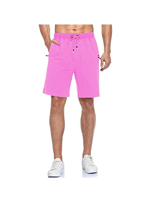 Vocanbomor Men's Casual Flat Front Short with Elastic Waist and Zipper Pockets