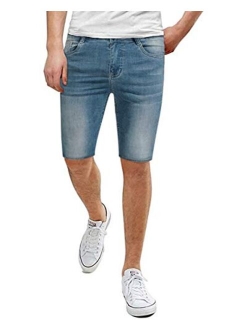 ETHANOL Men's Super Comfy Stretch Flex Slim Fit Denim Twill 11 inch Shorts