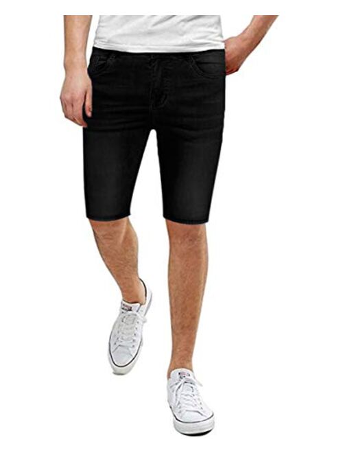 ETHANOL Men's Super Comfy Stretch Flex Slim Fit Denim Twill 11 inch Shorts