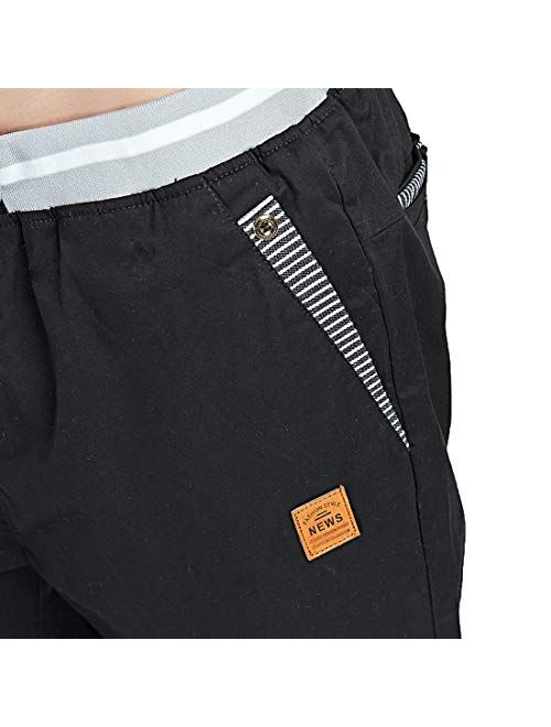 ZOXOZ Mens Shorts Casual Summer Beach Cotton Shorts with Elastic Waist Drawstring and Pockets