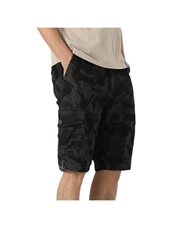 Amoystyle Men's Long Cargo Shorts Casual Capri Pants Loose Fit