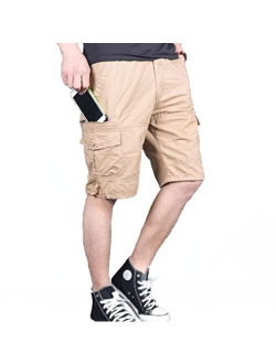 Amoystyle Men's Long Cargo Shorts Casual Capri Pants Loose Fit