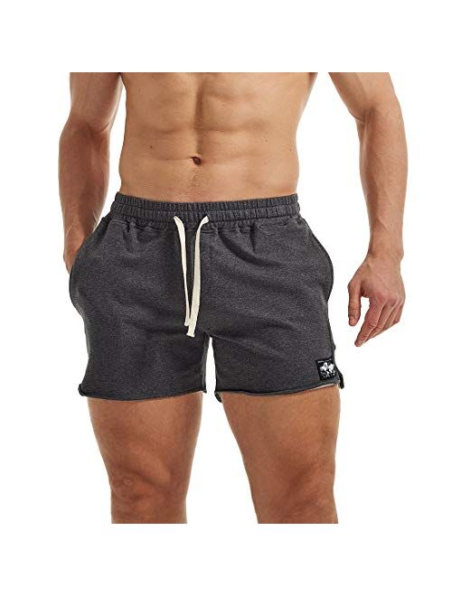 AIMPACT Mens Workout Sweat Shorts Bodybuilding Drawstring Running Athletic Shorts 5 Inch Inseam with Pockets