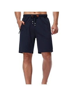 Yedilen Men's Shorts Casual Elastic Waist Drawstring Summer Shorts with Zipper Pocket