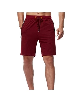 Yedilen Men's Shorts Casual Elastic Waist Drawstring Summer Shorts with Zipper Pocket