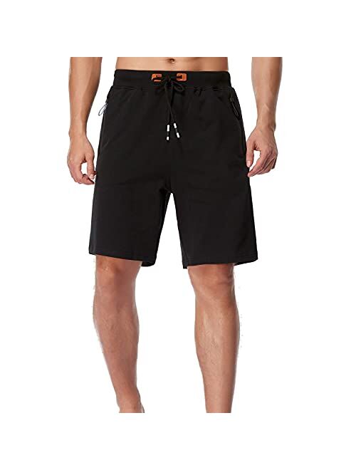 Yedilen Men's Shorts Casual Elastic Waist Drawstring Summer Shorts with Zipper Pocket