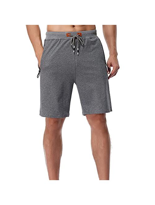 Yedilen Men's Shorts Casual Elastic Waist Drawstring Summer Shorts with Zipper Pocket