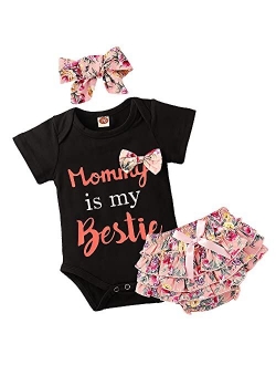 WUIPV Baby Girl Clothes Summer Cute Baby Girl Outfit Short Floral Romper New Born Clothing Sets