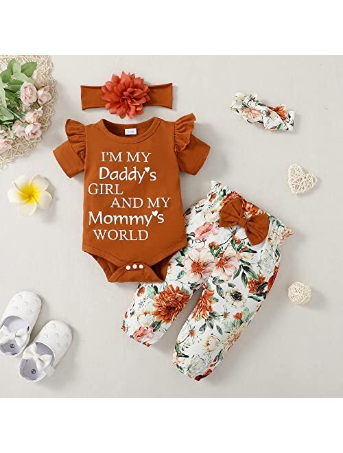 Sunny Piggy Newborn Infant Baby Girl Clothes Ruffle Romper Toddler Girl Floral Cotton Pant Sets Girls' Clothing Outfit