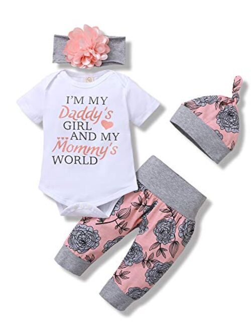 Sunny Piggy Newborn Infant Baby Girl Clothes Ruffle Romper Toddler Girl Floral Cotton Pant Sets Girls' Clothing Outfit