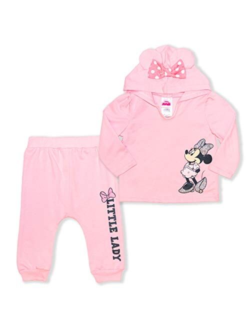 Disney Girl's 2-Piece Minnie Mouse Pullover Hoodie with Bow and Jogger Set