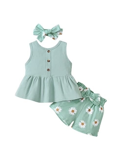 Wlinip Toddler girl clothes baby girl outfits Summer Sleeveless Top + Short Pants Set toddler clothes for girls